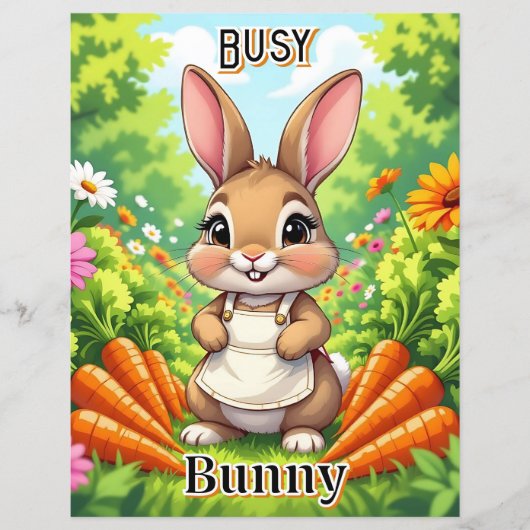Busy Bunny | かわいいキャラクターの子供部屋アート (正面)