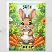 Busy Bunny | Cute Cartoon Kid's Nursery Art (正面/裏面)