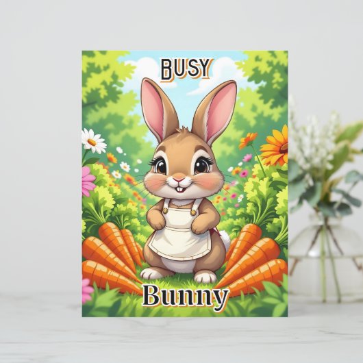 Busy Bunny | Cute Cartoon Kid's Nursery Art (スタンド正面)