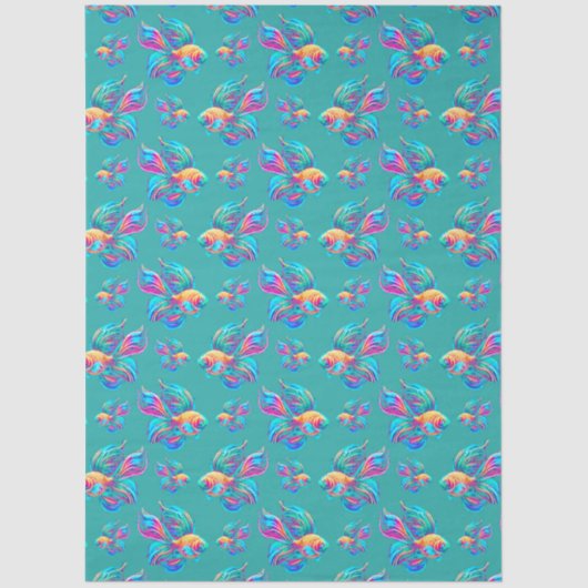 Busy Fishes Cyan 薄葉紙 (正面)