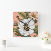 Busy gathering Pollen スクエア壁時計 (ホーム)