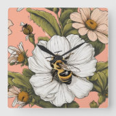 Busy gathering Pollen  スクエア壁時計 (正面)