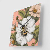 Busy gathering Pollen スクエア壁時計 (傾斜)