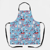 Busy Kitchen Utensils Pot Baking Bakery Pattern エプロン (正面)