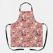 Busy Kitchen Utensils Pot Baking Bakery Pattern エプロン (正面)