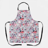 Busy Kitchen Utensils Pot Baking Bakery Pattern エプロン (正面)