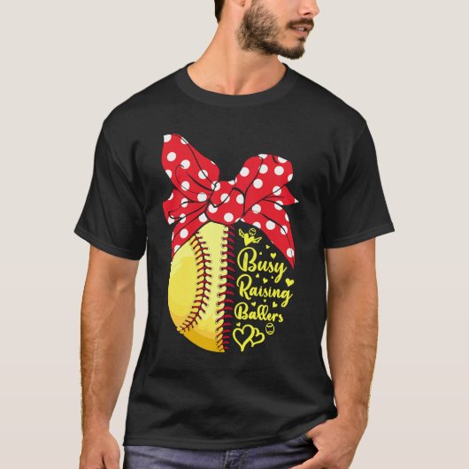 Busy Raising Ballers Funny Softball Baseball Women Tシャツ (正面)