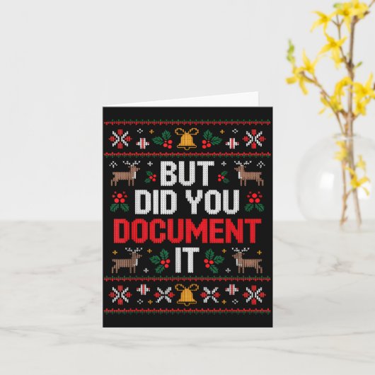 But Did You Doent It Funny Office Christmas Ugly  カード (黄色い花)