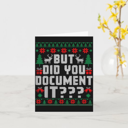 But Did You Doent It Funny Office Christmas Ugly  カード (黄色い花)