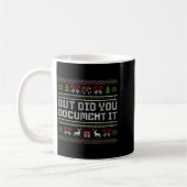 But Did You Doent It Funny Office Christmas Ugly コーヒーマグカップ (左)