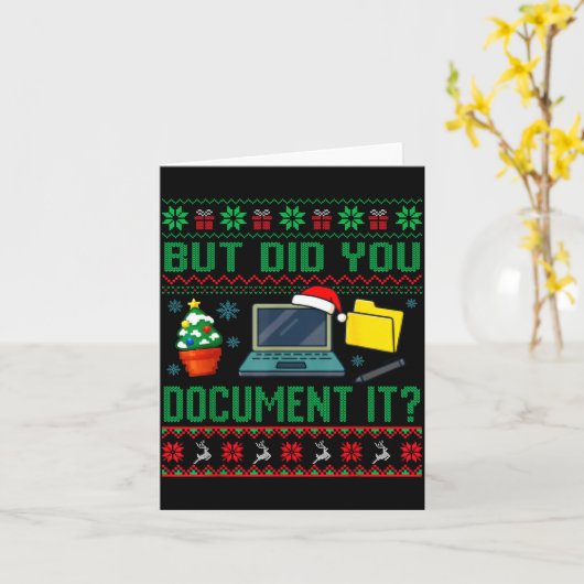 But Did You Doent It Funny Office Christmas Ugly S カード (黄色い花)