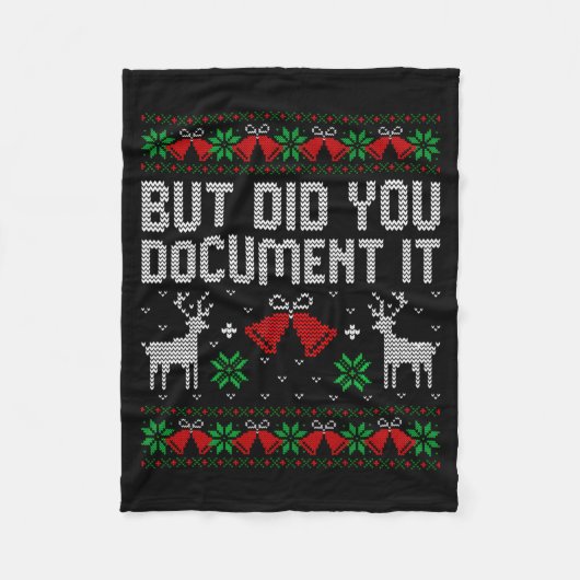 But Did You Doent It Funny Office Christmas Ugly S フリースブランケット (正面)
