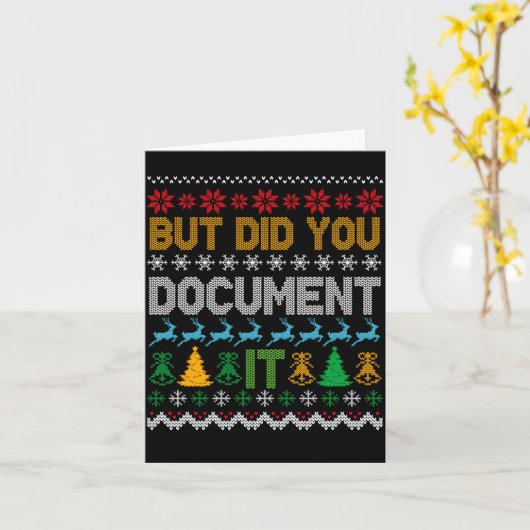 But Did You Doent It Ugly Funny Christmas Sweater  カード (黄色い花)