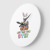 But Did You Dye Skeleton Eggs Funny Easter Men Wom ラージ壁時計 (傾斜)