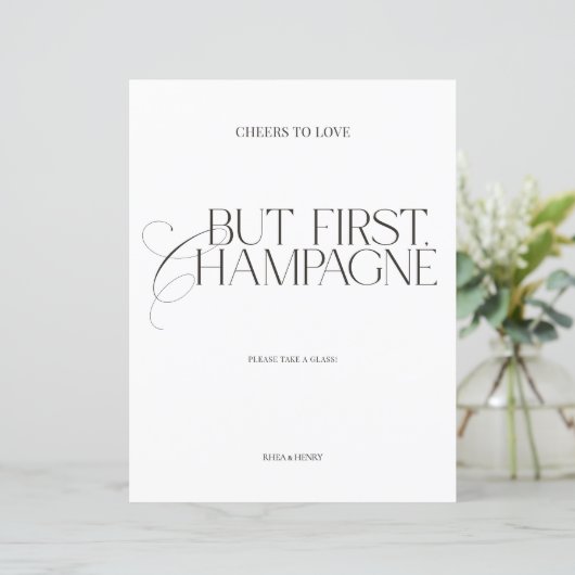 But First Champagne Elegant Wedding Sign (スタンド正面)