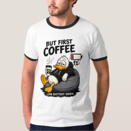 BUT FIRST COFFEE おもしろコーヒーリンガーTシャツ Tシャツ