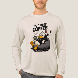 BUT FIRST COFFEE カジュアルロングコーヒーグラフィック トライブレンドTシャツ