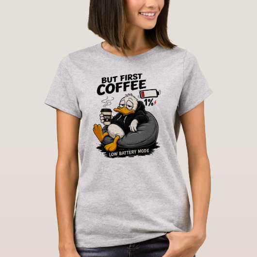 BUT FIRST COFFEE コーヒーTシャツ デザイン おもしろTシャツ Tシャツ (正面)