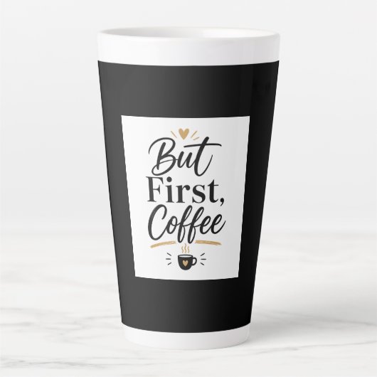 But First Coffee – シンプルなコーヒー愛好家マグカップ カフェラテマグ (正面)