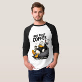 BUT FIRST COFFEE ジョーク コーヒー ラグラン シャツ (正面フル)