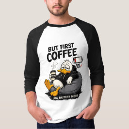 BUT FIRST COFFEE ジョーク コーヒー ラグラン シャツ