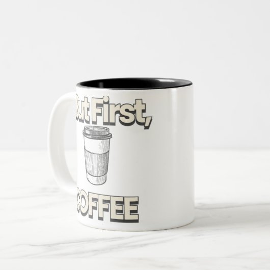 But First Coffee ツートーンマグカップ (正面左)