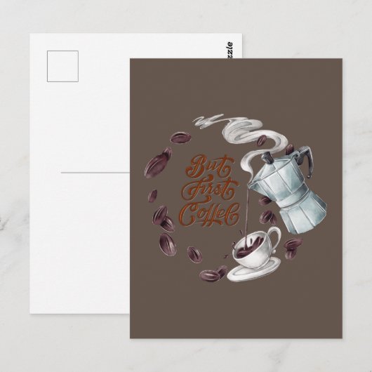 But First Coffee ポストカード (正面/裏面)