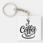 But First Coffee | モダンな手書き風タイポグラフィーデザイン キーホルダー (正面)