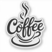 But First Coffee | モダンな手書き風タイポグラフィーデザイン シール (正面)