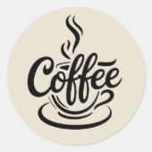 But First Coffee | モダンな手書き風タイポグラフィーデザイン ラウンドシール (正面)