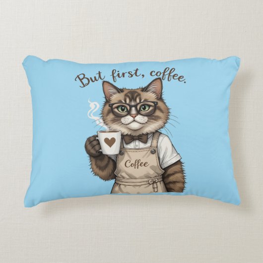 But First, Coffee Cat アクセントクッション (正面)