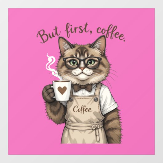 But First, Coffee Cat ウィンドウサイン (シート)