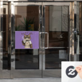 But First, Coffee Cat ウィンドウサイン (オフィスドア)