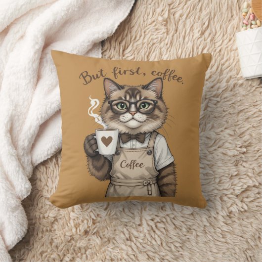 But First, Coffee Cat クッション (ブランケット)