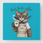 But First, Coffee Cat スクエア壁時計 (正面)