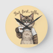 But First, Coffee Cat ラウンド壁時計 (正面)