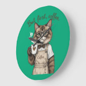 But First, Coffee Cat ラージ壁時計 (傾斜)