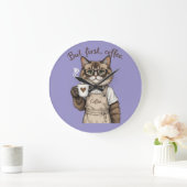 But First, Coffee Cat ラージ壁時計 (ホーム)