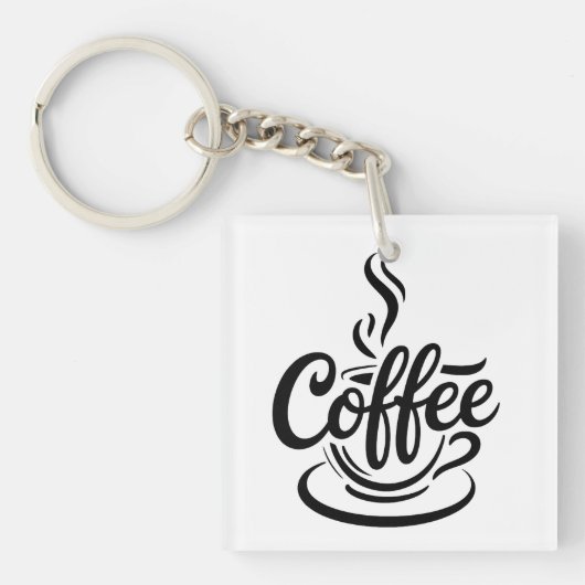 But First Coffee | Chic Modern Script Typography D キーホルダー (正面)