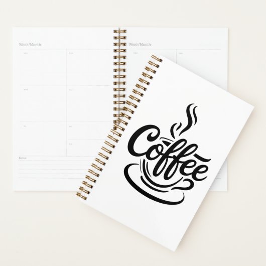 But First Coffee | Chic Modern Script Typography D プランナー手帳 (ディスプレー)
