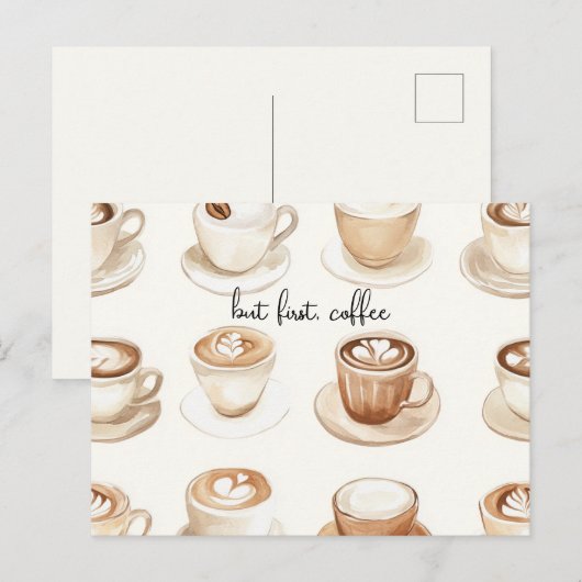 But First, Coffee Cups ポストカード (正面/裏面)