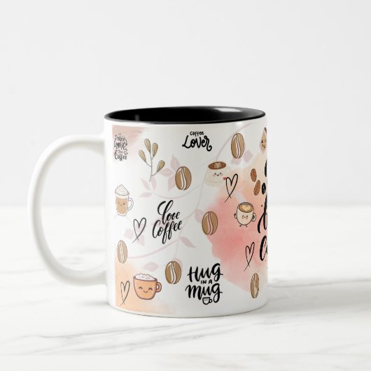 But First, Coffee – Cute Aesthetic Coffee Mug  ツートーンマグカップ (左)