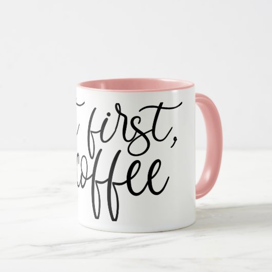But First Coffee Cute Coffee Mug Funny Ceramic Mug マグカップ (正面右)