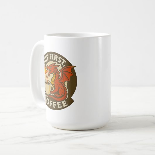 But First Coffee dragon funny java addict gift コーヒーマグカップ (正面左)