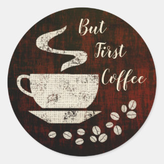 But First Coffee - Envelopeスタンプ ラウンドシール