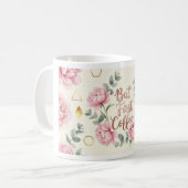 But First Coffee Mug | Floral Rose Gold Coffee Cup コーヒーマグカップ (正面左)