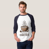 But First Coffee Striped Cup Line Art Design Tシャツ (正面フル)