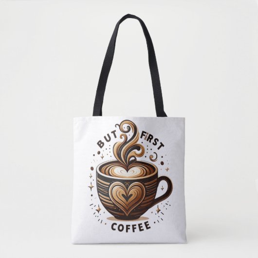 But First Coffee – Swirl & Sparkle トート (正面)