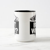 But Why Funny Penguin Mountain Hiking Meme ツートーンマグカップ (中央)