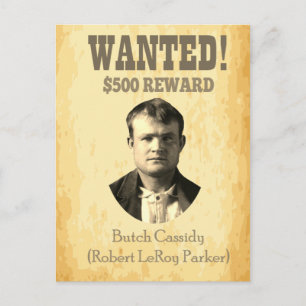 Butch Cassidy Wanted 🚨 Wild West Outlaw Poster ポストカード